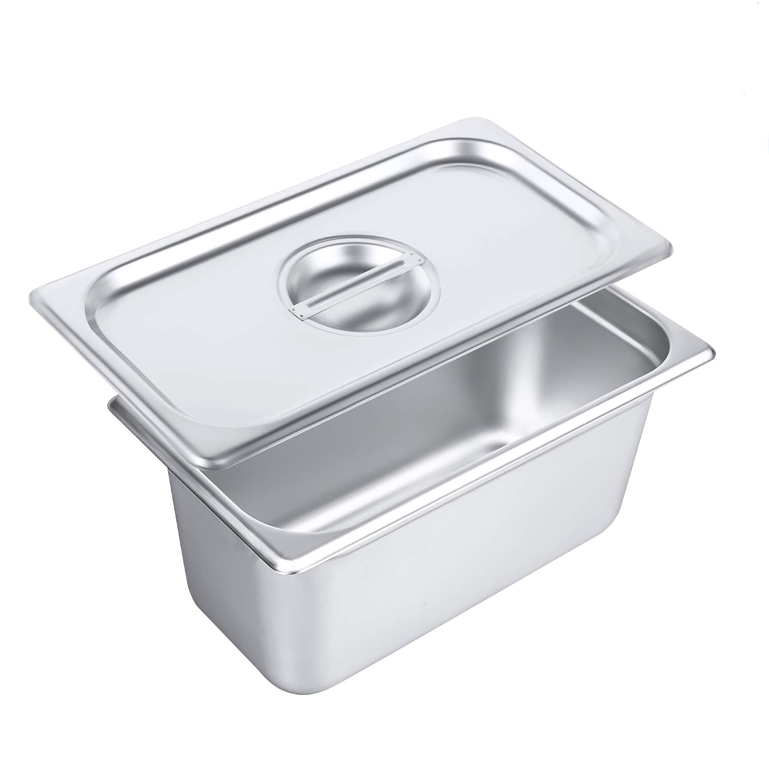 1/3 Size Stainless Steel Solid Steam Table Pan Cover, Pan Lids, Non-Stick Surface, Lid for 1/3 Size Steam Pans with Handle