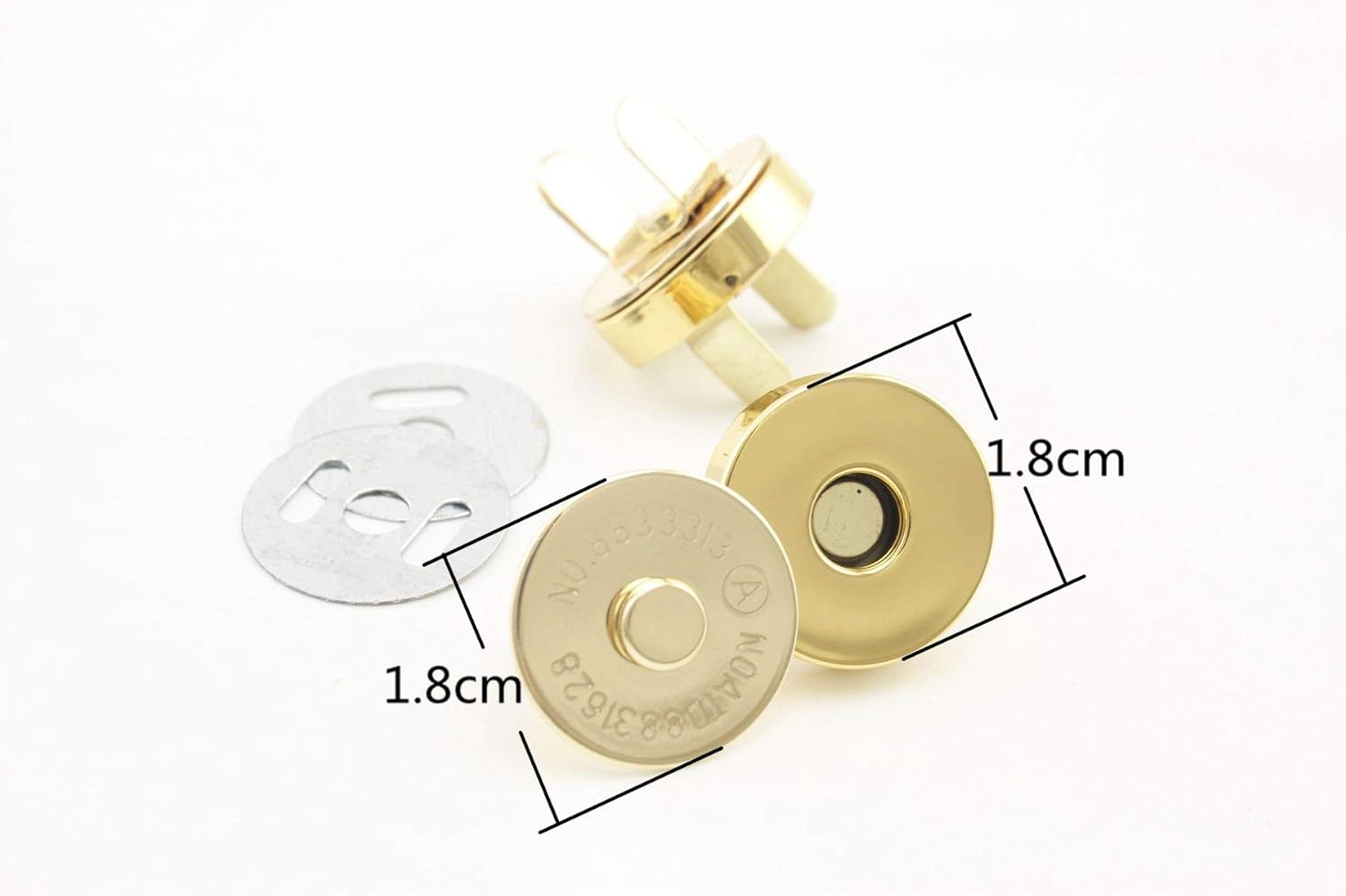 Round Magnetic Snaps Bag Button Purse Leather Closures for Sewing Purse Bag Clutch Wallet 3/4 Inch / 18mm Gold F38