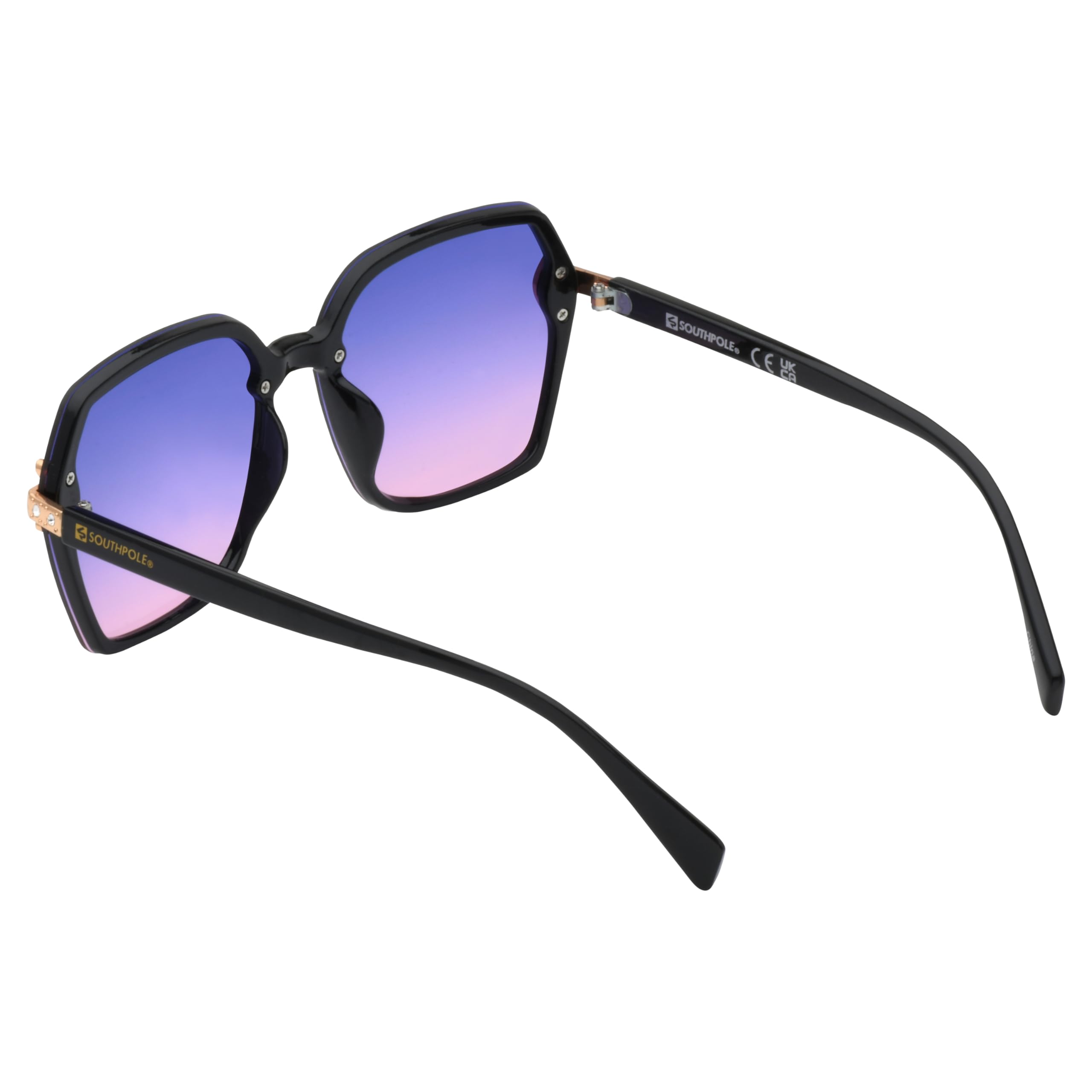 Southpole Damskie geometryczne sześciokątne okulary przeciwsłoneczne, czarne, 63 mm