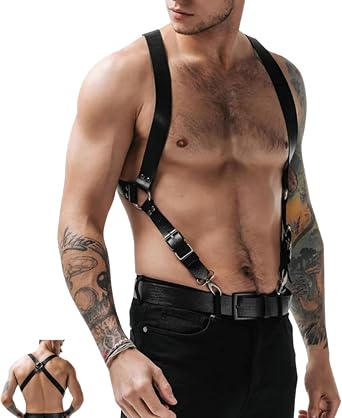 Mens Sexy Shoulder Belt Adjustable Punk Breastplate Chest Belt Goth Waist Harness Tough Guy Cross Body Straps