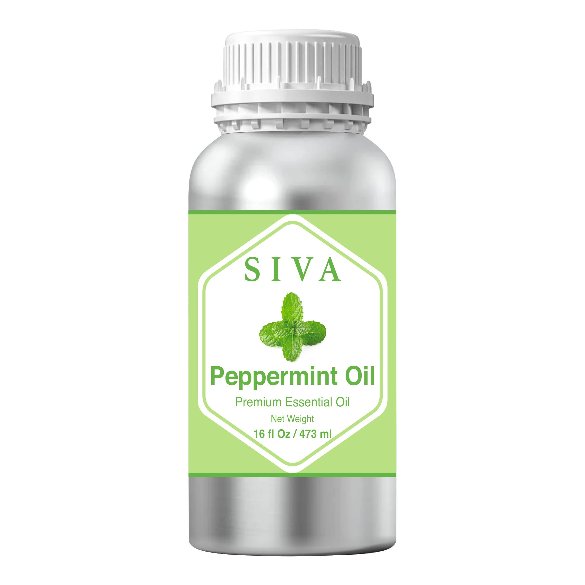 Siva Peppermint Essential Oil - 16 Fl Oz – Natural Peppermint Oil - for Diffuser, Face, Skin Care, Aromatherapy, Hair Care, Scalp and Body Massage