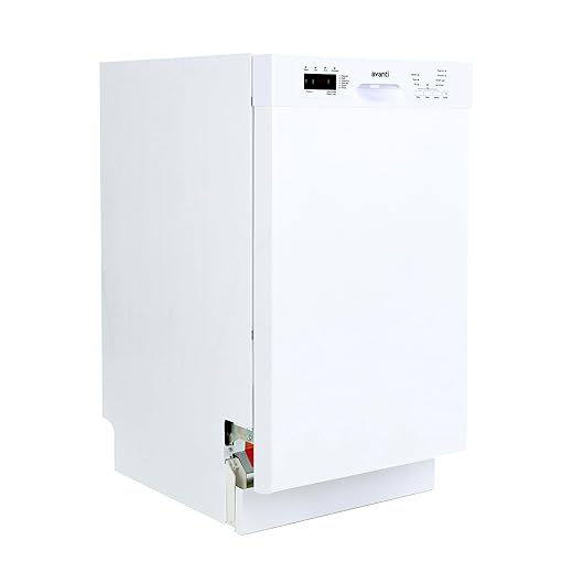 Avanti DWT18V3S 18-Inch Dishwasher Machine with LED Display, 3 Wash Options, 6 Automatic Cycles and Low Noise Rating, 53db, Metallic