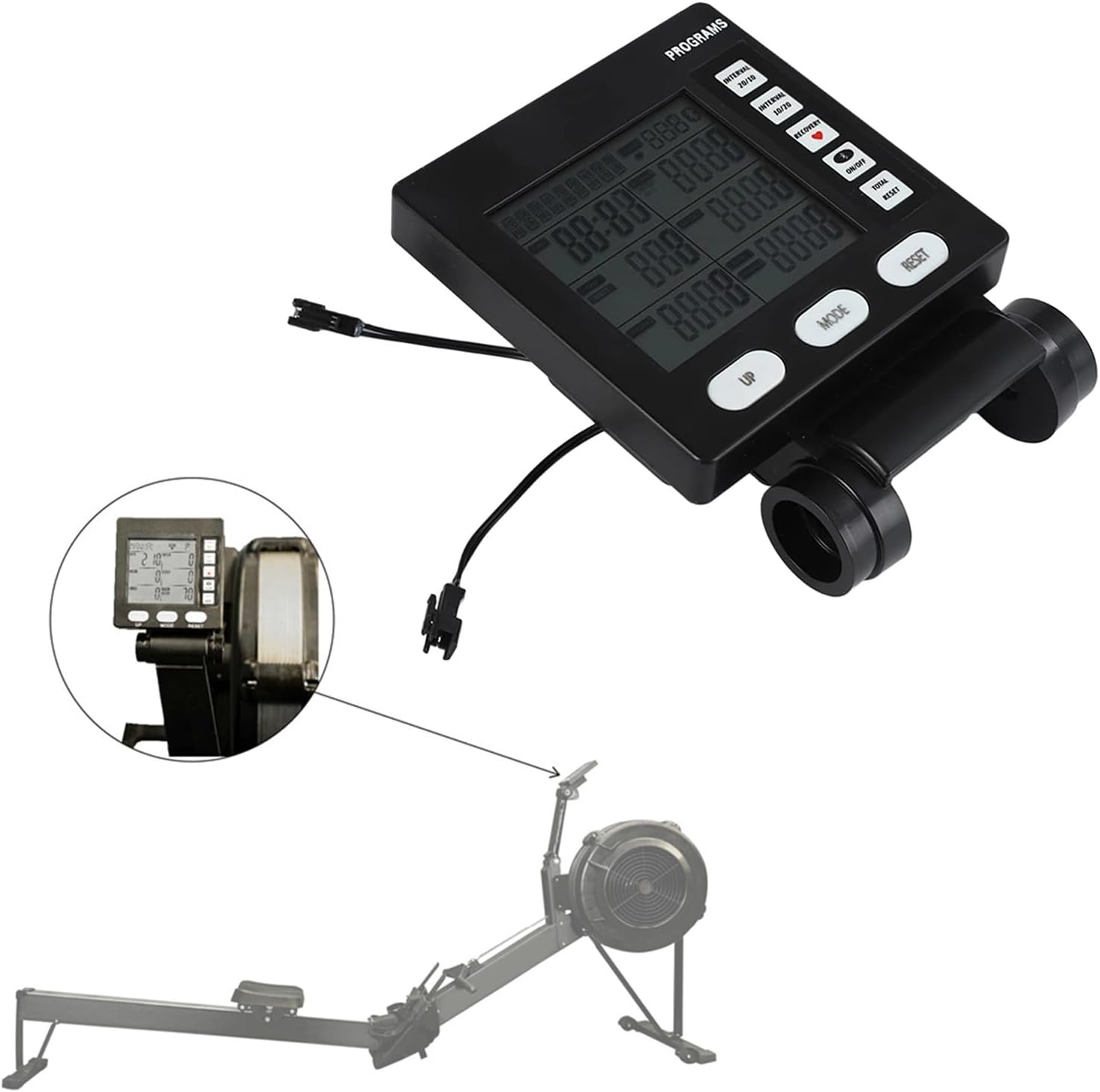 多機能LCDデジタルローイングマシンカウンターフィットネススピードメーターと、距離多機能フィットネスディスプレイのための心拍数とマイ