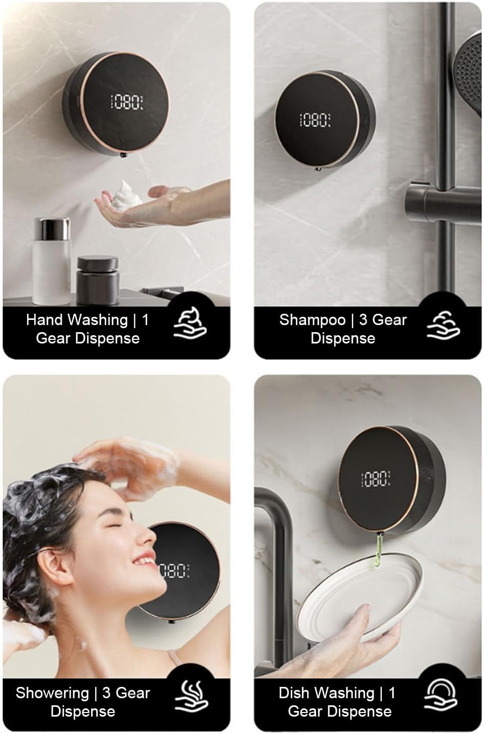 Automatic Sensor Liquid with Wall Mount for Home School Commercial Use, Featuring Cutting Edge Sensor Technology, Encouraging Good Handwashing Practices, Space Saving Design, (Black)
