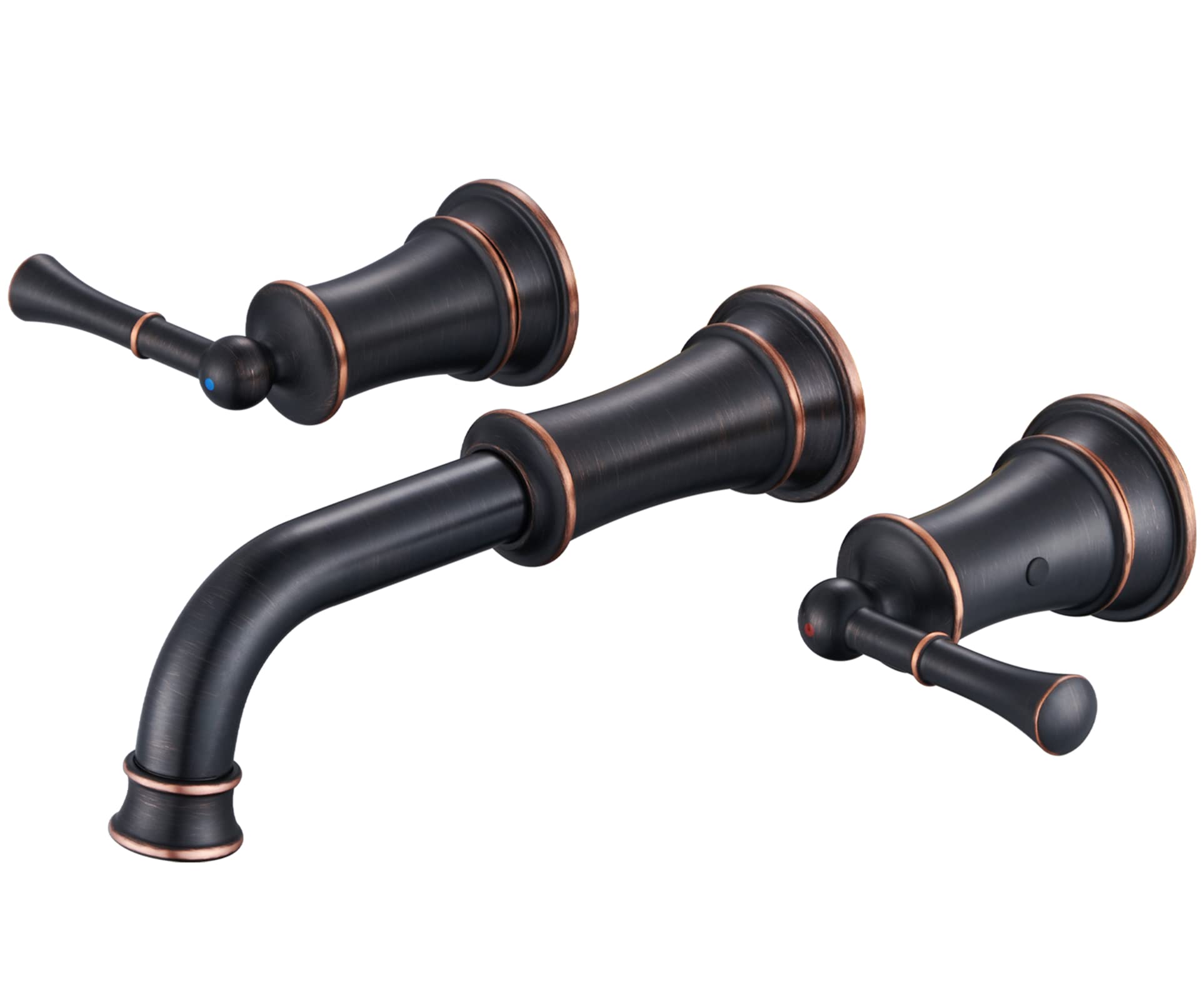 Widespread Bathroom Sink Faucet, 360° Swivel Spout with Rough-in, Bronze 2 Lever Handles Bathroom Faucets for Vanity, Vessel Sink(L2305-ORB)