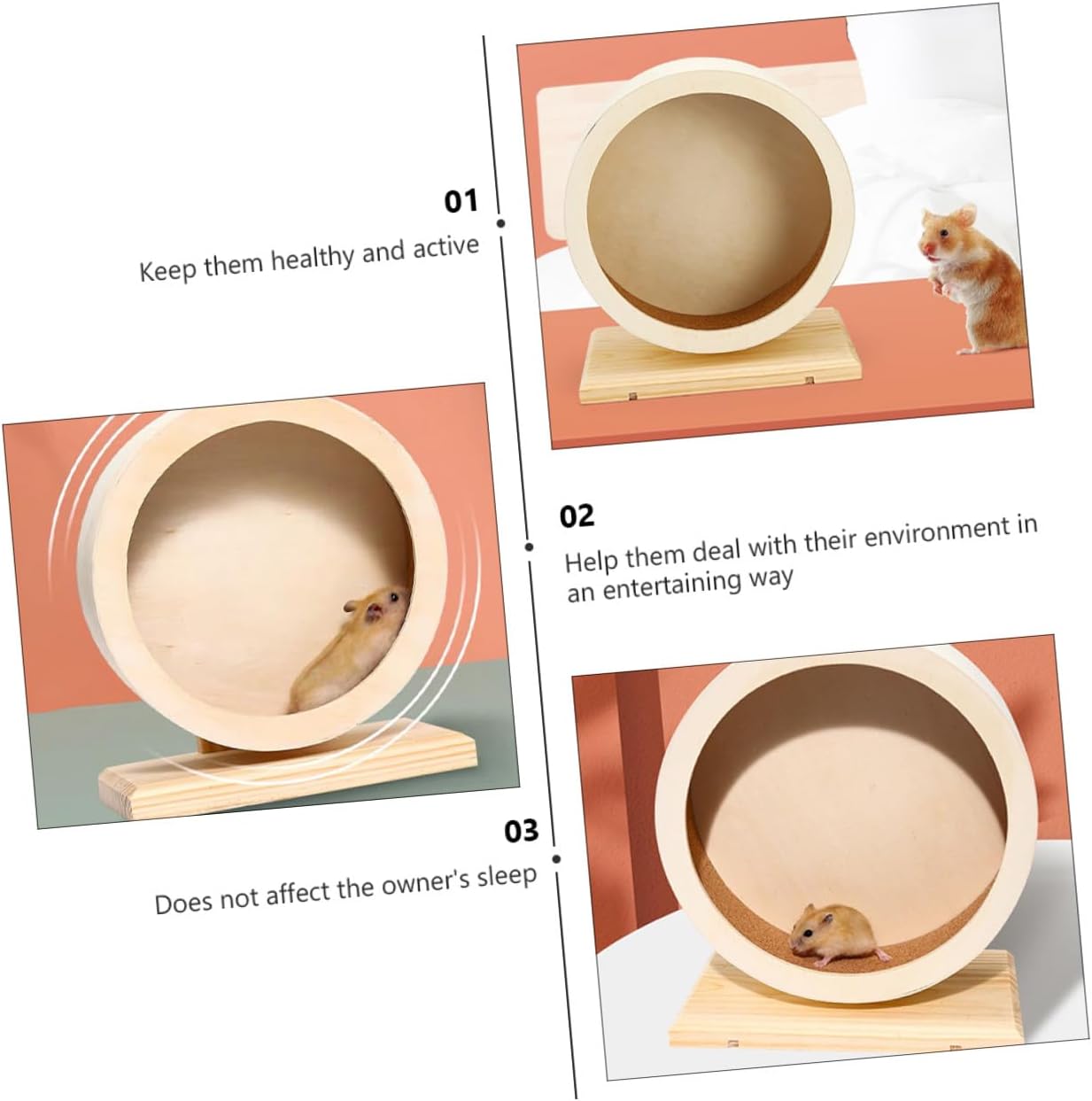 Wooden Silent Hamster Running Wheel Large Small Pet Sports for Chinchillas Guinea Pigs Gerbils Exercise and Mental Well-Being