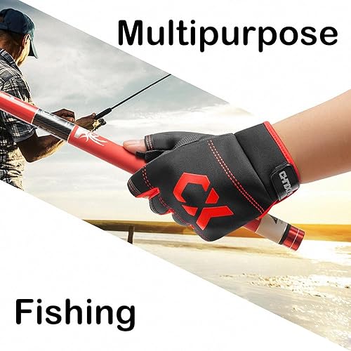 Miniatura 5 de SEIWEI Fishing Gloves 3 Fingers Cut Waterproof Sports Gloves Anti-Slip Windproof Gloves for Fishing Hunting Riding Cycling Hand Protectiion