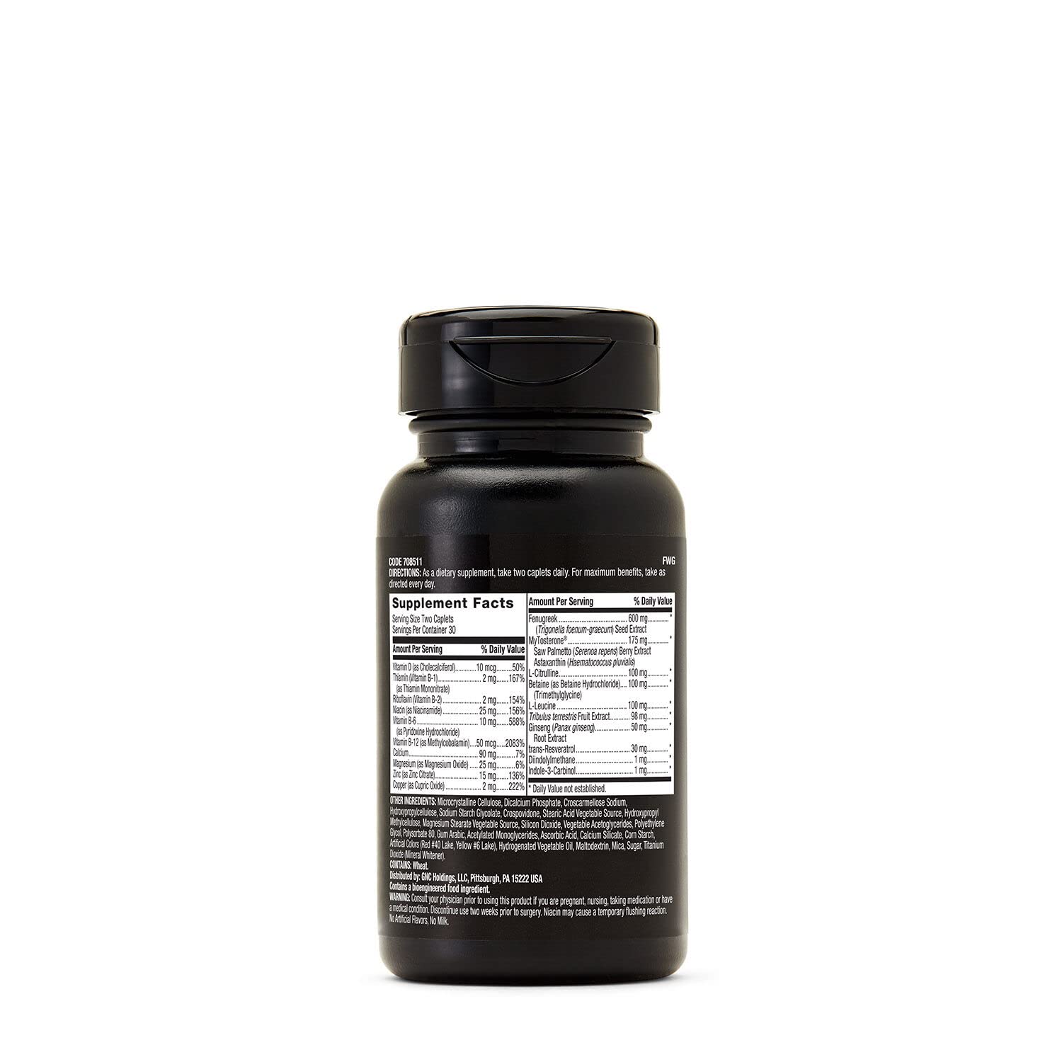 GNC Men's Healthy Testosterone, 60 Caplets, Testosterone and Sexual Health Support