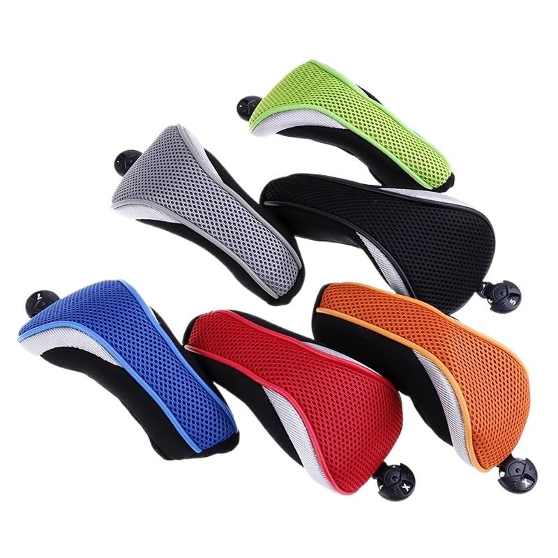 Golf SchläGerkopfhüLlen Abdeckungen Golf Schutz Set Mesh Golf Headcover Premium Golf Club Hybrid UT Headcover Outdoor Sport GolfschläGer Hauben(Noir)