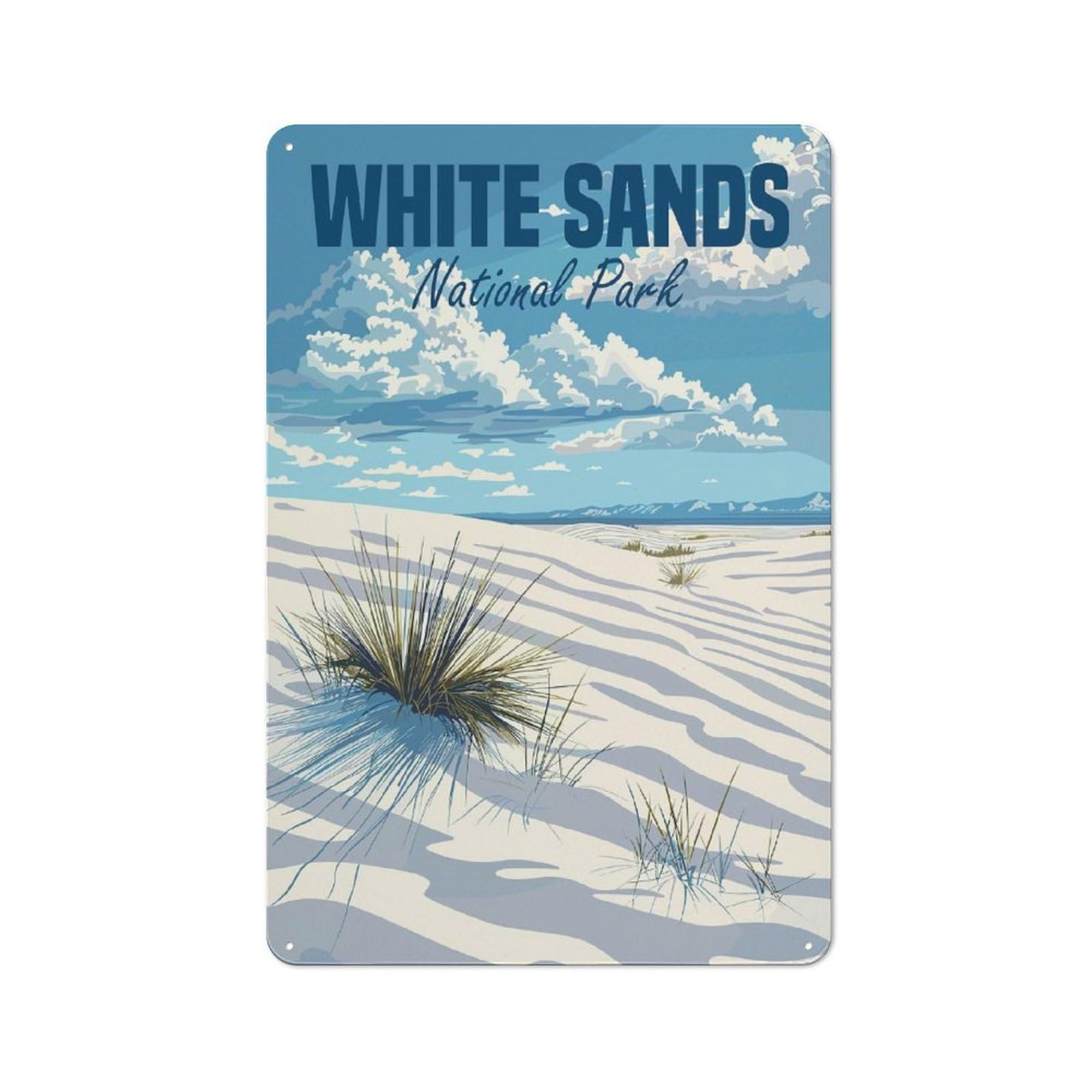 Junmoney White Sands National Park For Hobby Room Or Studio, Rustic Metal Sign 30X20cm, For Creative Interior Collectors Refreshing A Room In Autumn
