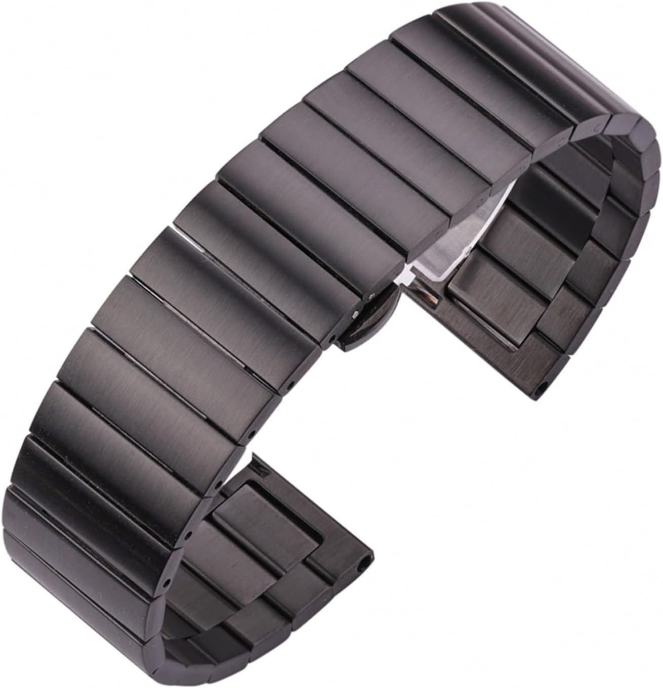 SDFFGHJ Solid Stainless Steel Watch Band Bracelet 16mm 18mm 20mm 22mm Silver Black Brushed Metal Watchbands Strap