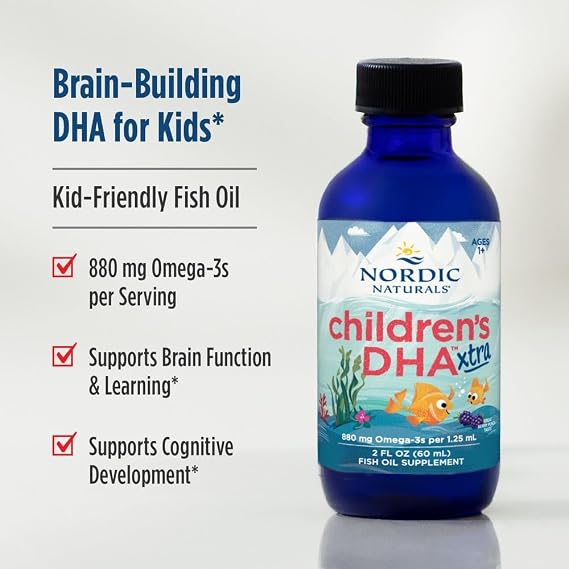 Nordic Naturals Childrens DHA Xtra, Berry Punch - 2 oz for Kids - 880 mg Total Omega-3s with EPA & DHA - Cognitive & Immune Function, Learning, Social Development - Non-GMO - 48 Servings