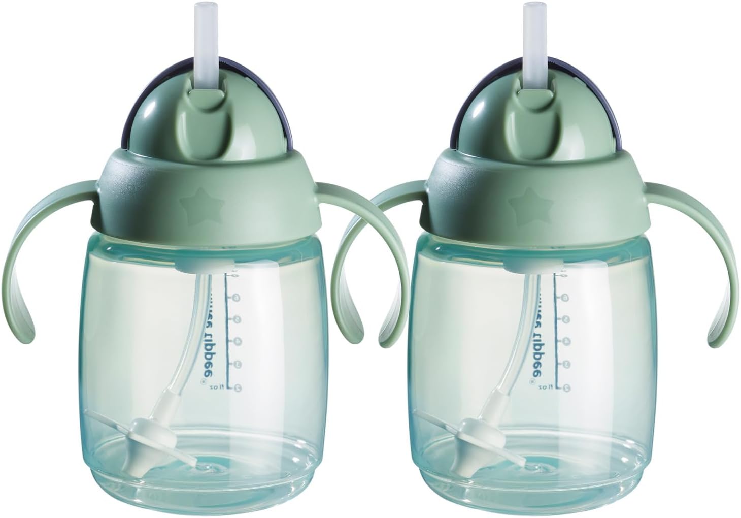 Superstar Weighted Straw Cup for Toddlers, 6m+, 10oz, 2 Pack Leak and Shake-Proof, Antimicrobial Technology, Green