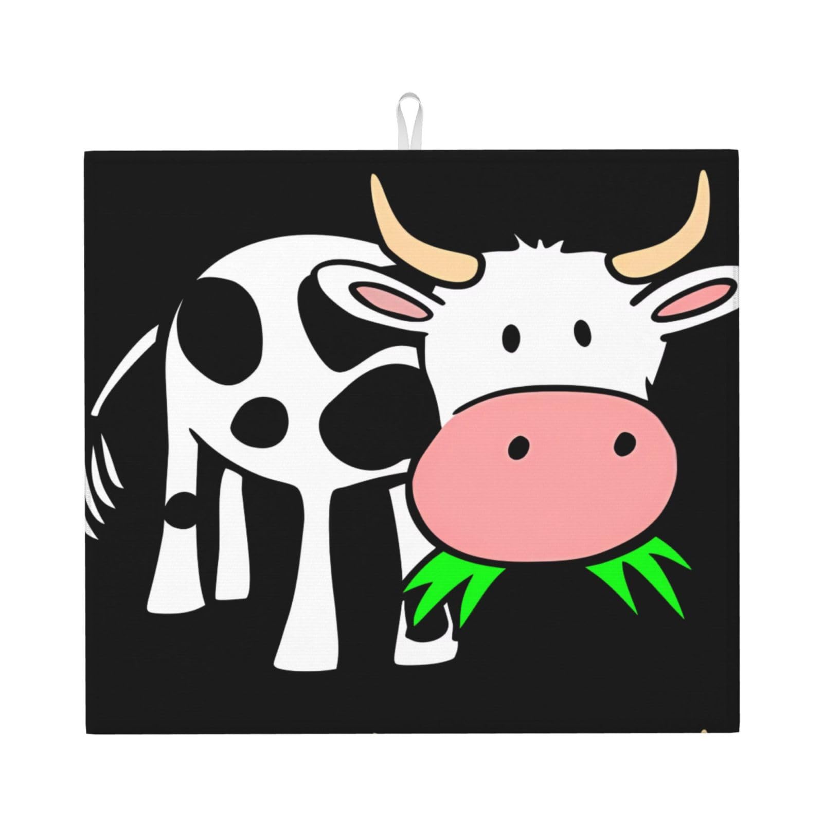 WHJSHOP Cute little cow Prints Kitchen Drying Mat – Absorbent Dish Throw for Countertops, Quick-Dry Non-Slip Layer with Colorful Prints, Ideal Housewarming Gift