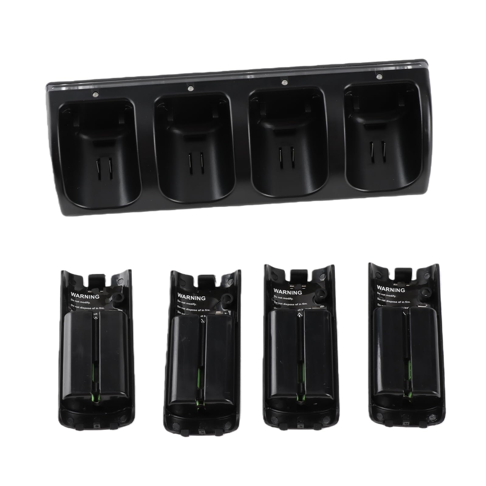Ejoyous Stazione di Ricarica Base di Ricarica per Telecomando ABS con 4 Batterie Ricaricabili da 2800 MAh Indicatore LED Cavo USB per Telecomando Configurazione di Gioco Domestica (BLACK)