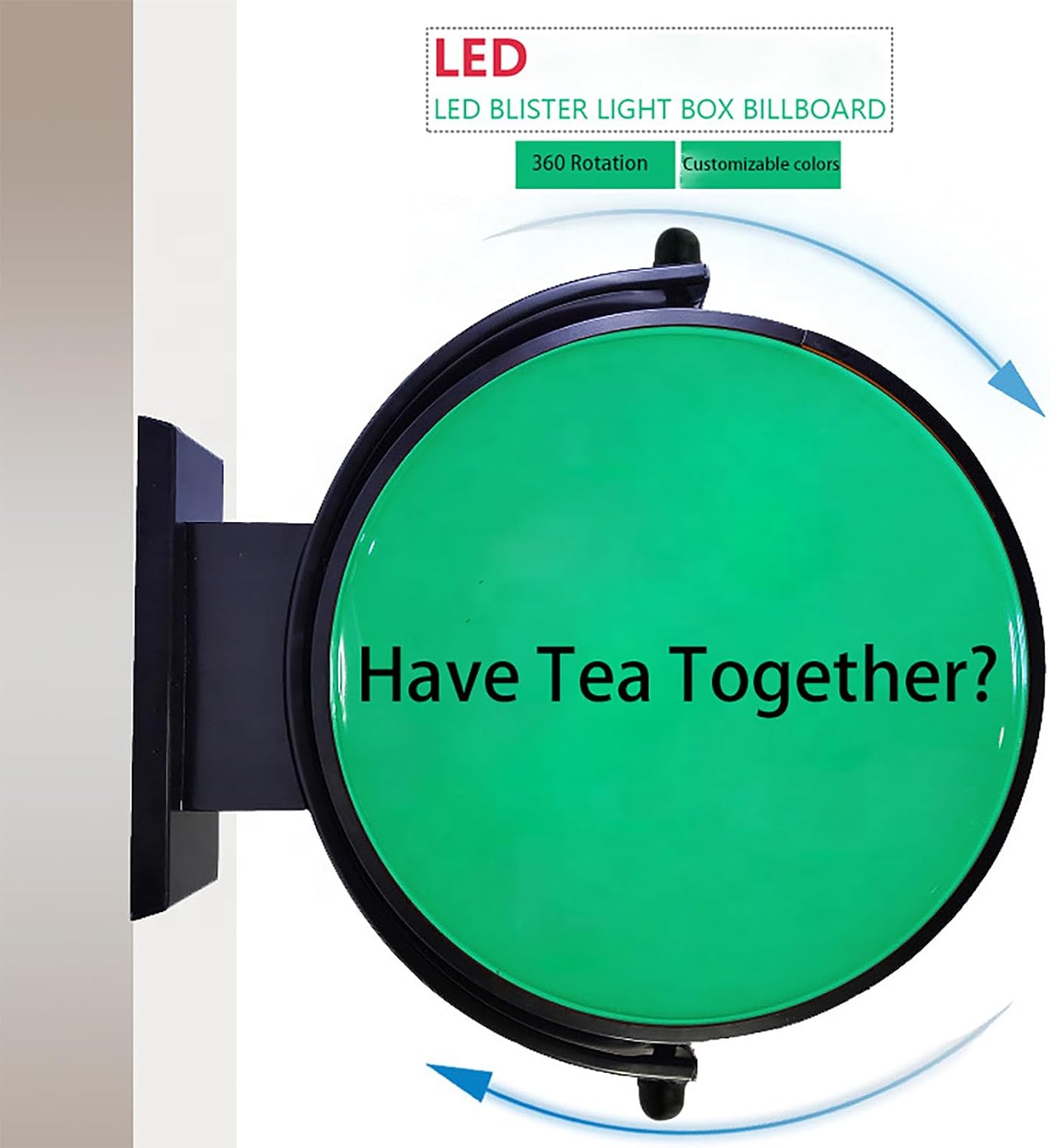 Custom LED Spinning Light Box, Outdoor Waterproof 360° Rotating Sign, Wall-Mounted Advertising Display, Energy-Saving LED Illumination, for Business Storefront 40cm