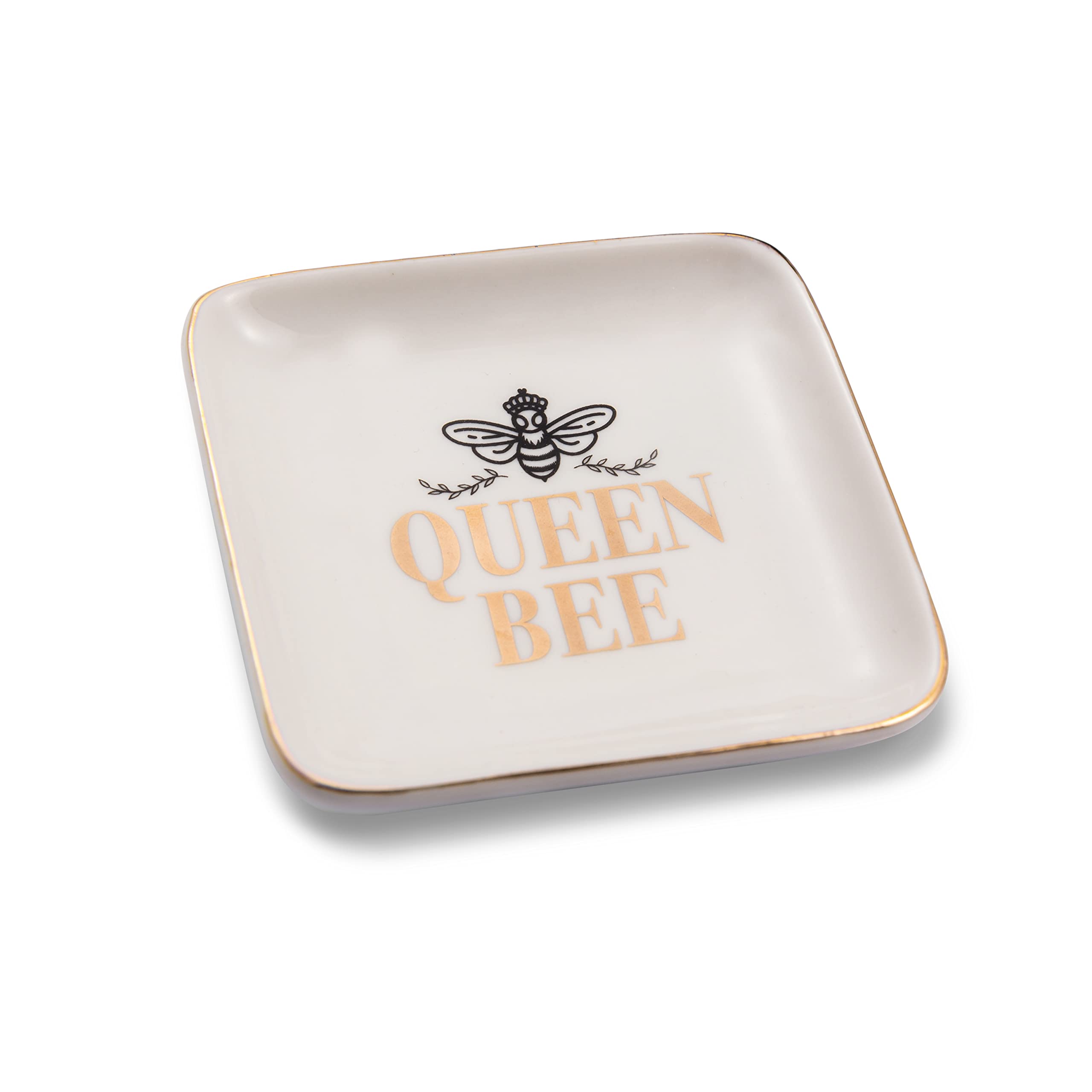 Heart And Home White With Black And Gold Accents Queen Bee Make Up & Things Ceramic Trinket Tray Sentimental Gift Idea 280000031