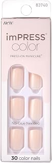 Kiss Nails imPRESS Color Press-On Manicure, Gel Nail Kit, PureFit Technology, Short Length, “Point Pink”, Polish-Free Solid Color Mani, Includes Prep Pad, Mini File, Cuticle Stick, and 30 Fake Nails