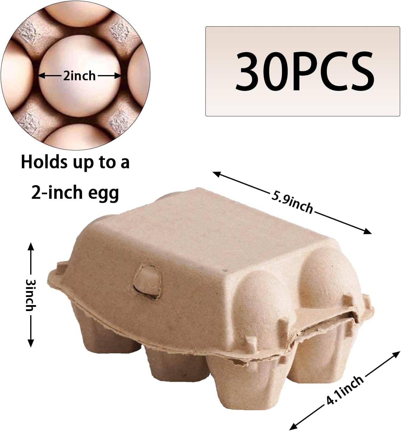 50 Pack Half Dozen Egg Cartons, Blank Natural Pulp Egg Carton Bulk 6 Count for Chicken Eggs and Duck Eggs, Reusable, Protects, Egg Storage Containers for Home Kitchen and Farmhouse (50 PCS 6 Count)