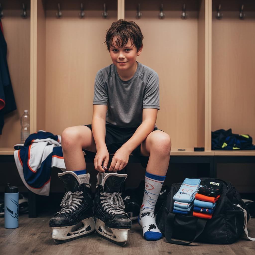 Belloxis Funny Athletic Socks 5 Pcs, Multi-Sport Design (Basketball, Baseball, Soccer, Hockey), Crew Socks for Boys Girl - Image 3