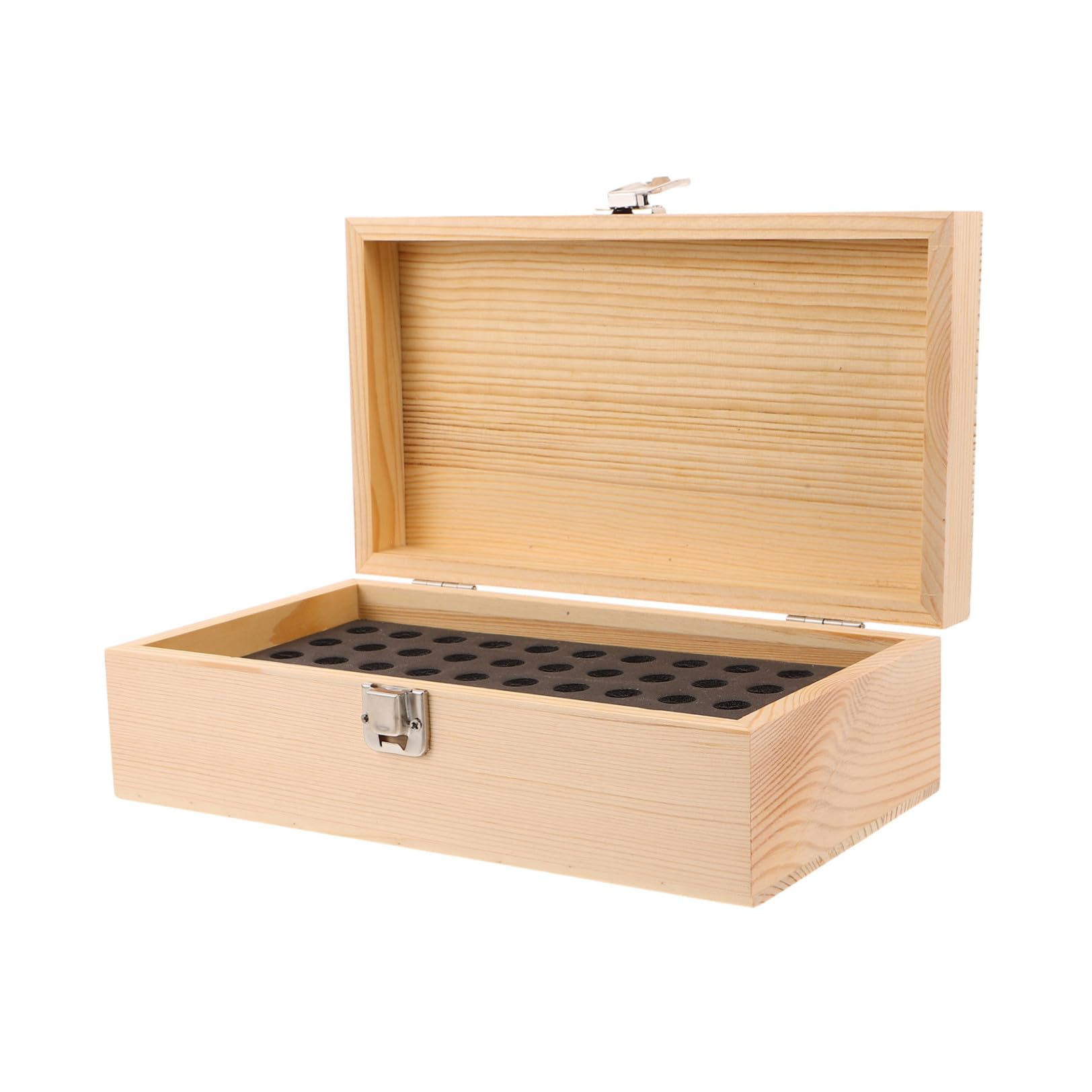 NUOBESTY Organizzatore per Batterie Aa in Legno con 55 Scomparti Protettivi e Rivestimento in Spugna per Protezione Sicura, Custodia Compatta per Viaggi e Uso Generale