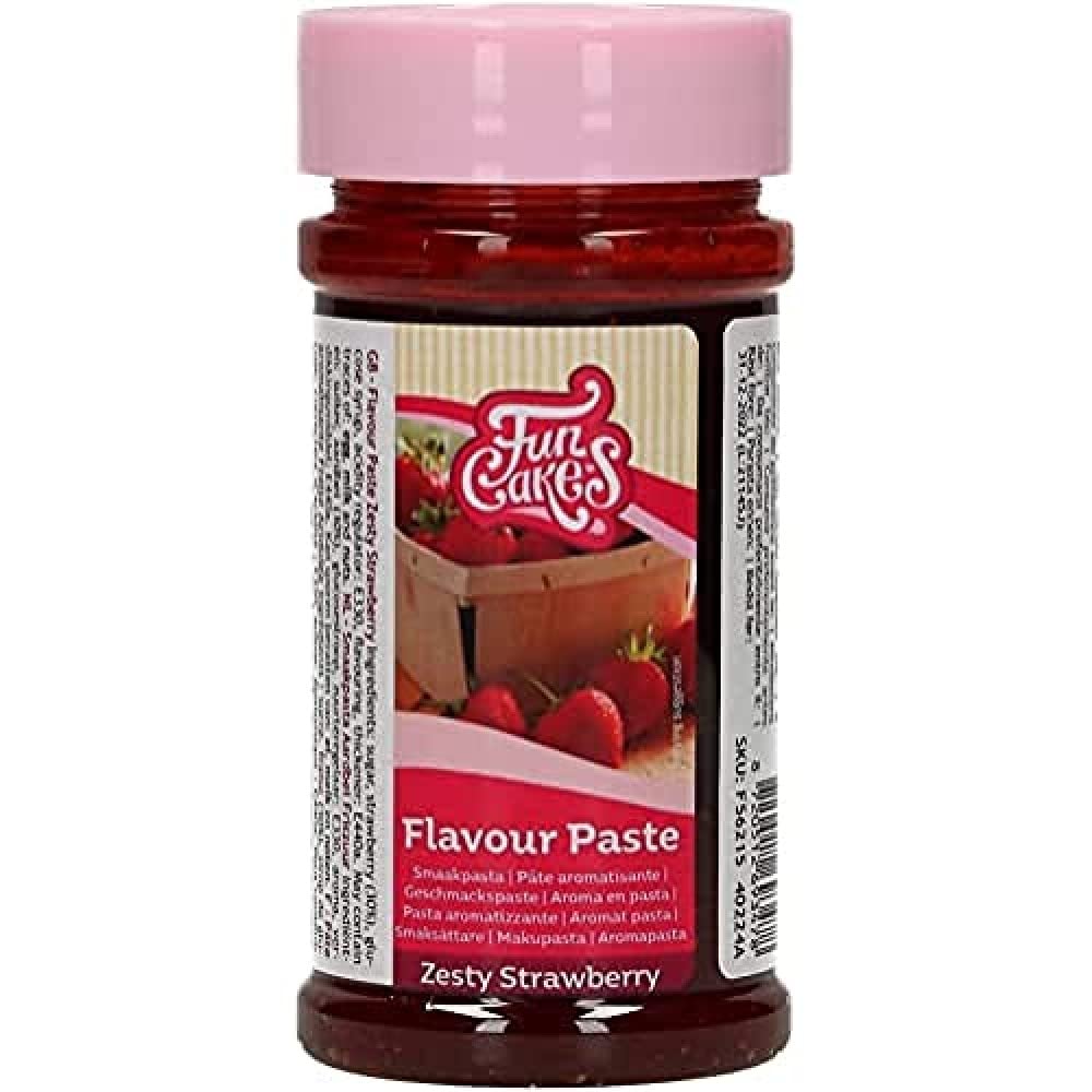 FunCakes Flavour Paste Zesty Strawberry: Food flavourings, Great Taste, Perfect for Cake Decorating, Suitable for Batter and Fillings. 120 g.