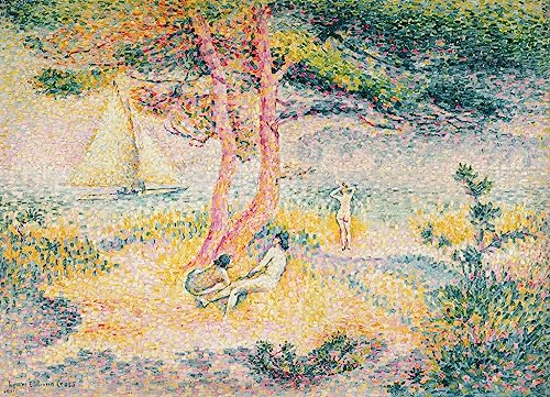 Tableau la plage de st clair par henri edmond cross impression d'art mural premium de 60x90cm