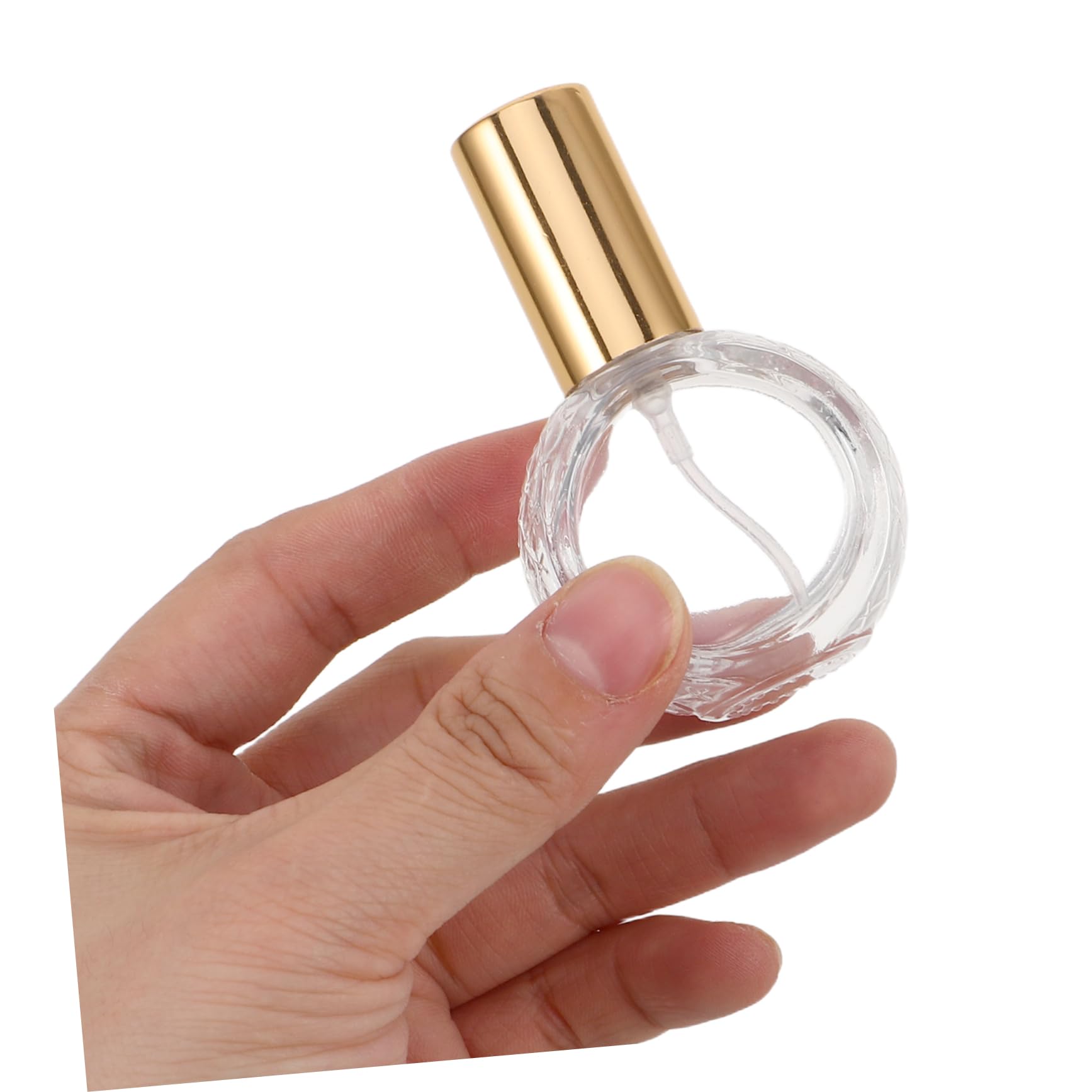 PACKOVE 10ml Wiederbefüllbare Glas Parfümzerstäuber, Flach Rund, Gold