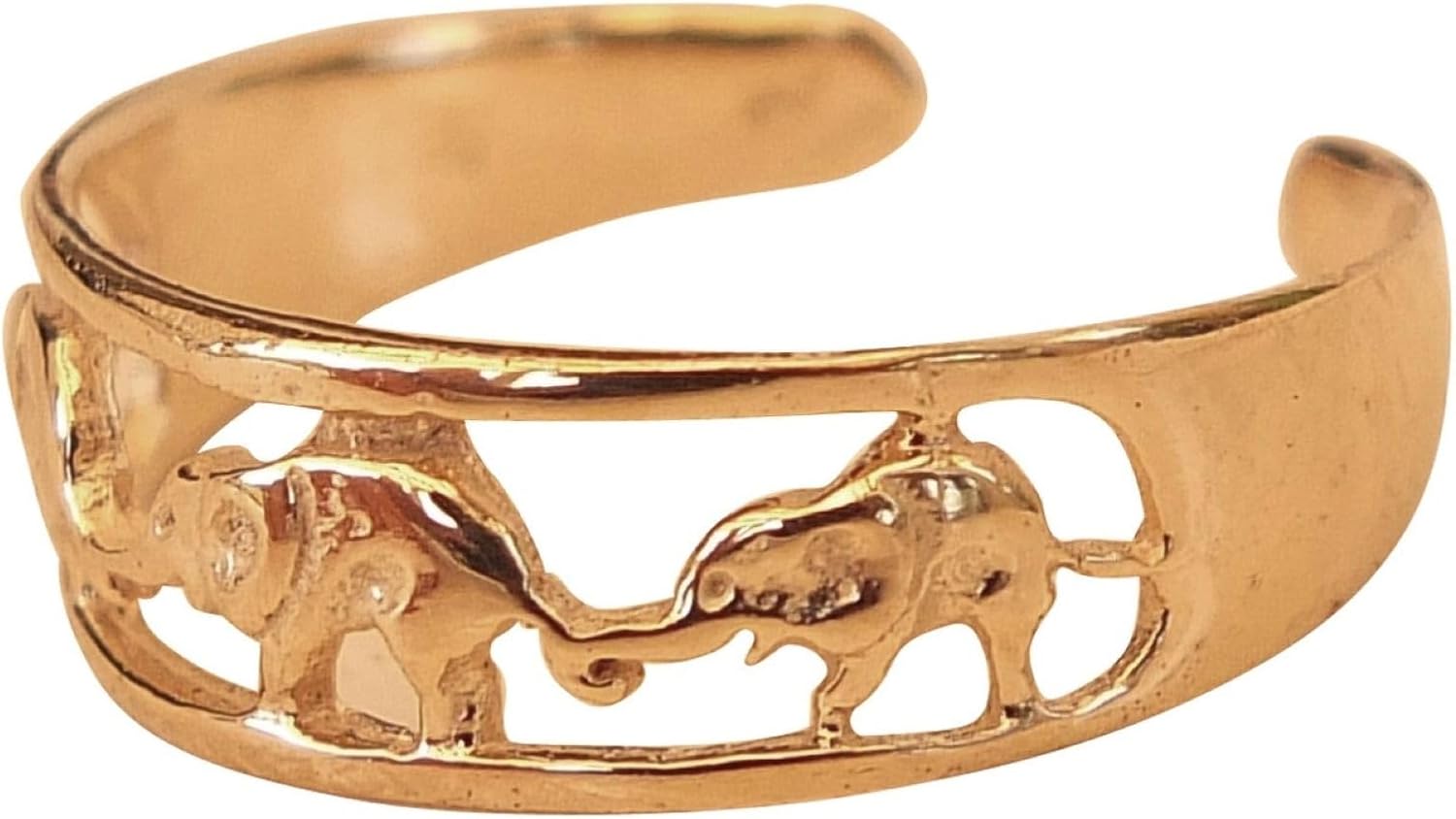 Handmade Gold Animal Elephant Adjustable Toe Ring, Gold Plated over Sterling Silver, Cute Elephants Family Dainty Open Toe, Pinky or Knuckle Rings for Women, By MiYa Jewelry Creations - Image 3