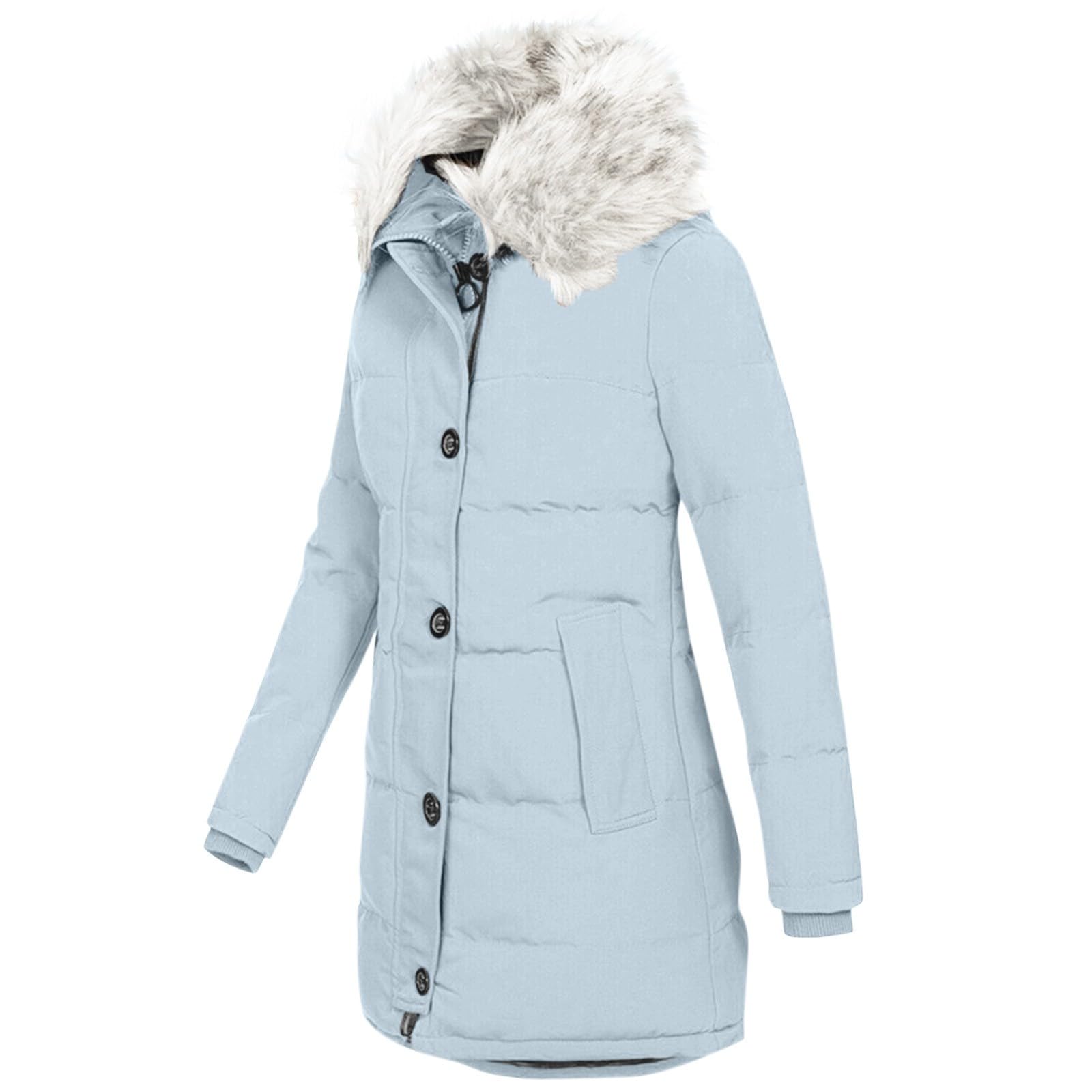 Chaqueta De Plumas para Mujer Color Liso con Capucha Manga Larga - Abrigo De Plumas Mujer Invierno con Bolsillo Cremallera Único Anchos Elegante Chaquetas Transpirable Termica Plumíferos