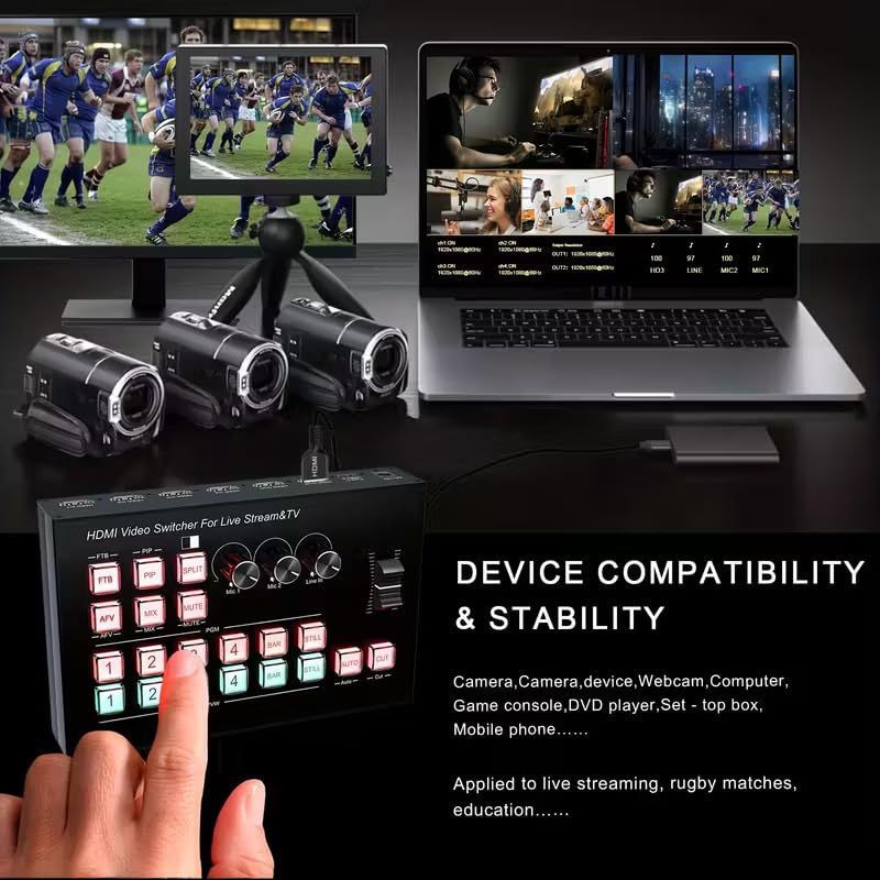 Image of MICROWARE FHD 4 Channel hdmi Video Recorder Mixer for Live Streaming 4xhdmi usb3.0 switcher Video Recorder for Tapes osd Camera