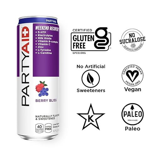 Miniatura 3 de Mezcla de rehabilitación de Partyaid  Siéntete bien esta noche y mañana  Contiene 5-Htp, B-Complex, cardo de leche, electrolitos  Sin sabores