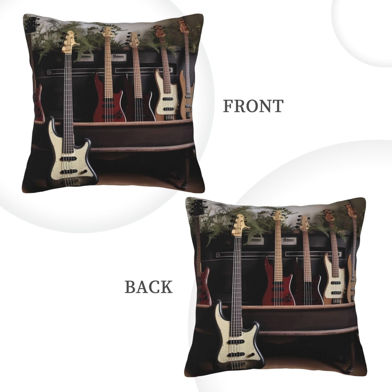 2er-Pack 45x45cm Gitarre Deko-Kissenbezug – Musikinstrument Muster Für Sofa & Wohnzimmer