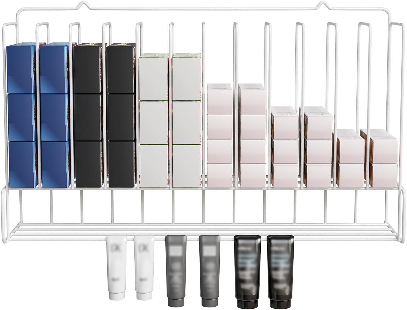 Professional Hair Color Organizer Rack, Metal Salon Hair Color Tube Storage Racks, Wall Mounted Hair Dye Tube Storage Rack for Salon Display Beauty Home, White