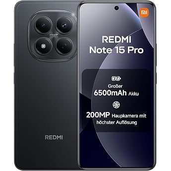 XIAOMI REDMI Note 15 Pro smartphone 12+512GB, 6500mAh, 200MP Camera Black | Mobile phone with Android, IP65 water protection,