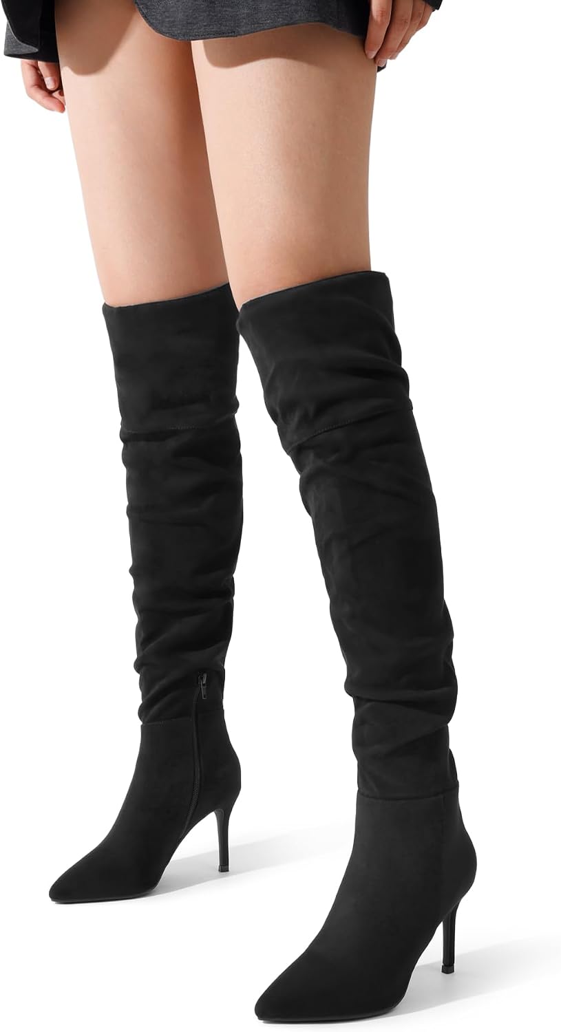DREAM PAIRS Women's High Heels Over The Knee Boots Thigh High Pointed Toe Stiletto Long Fall Sexy Boots