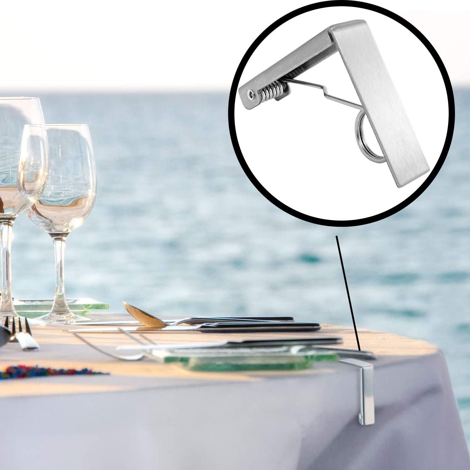 4 Clips Para Mantel De Acero Inoxidable - Pinzas Antiviento Para Mesas De Interior Y Exterior