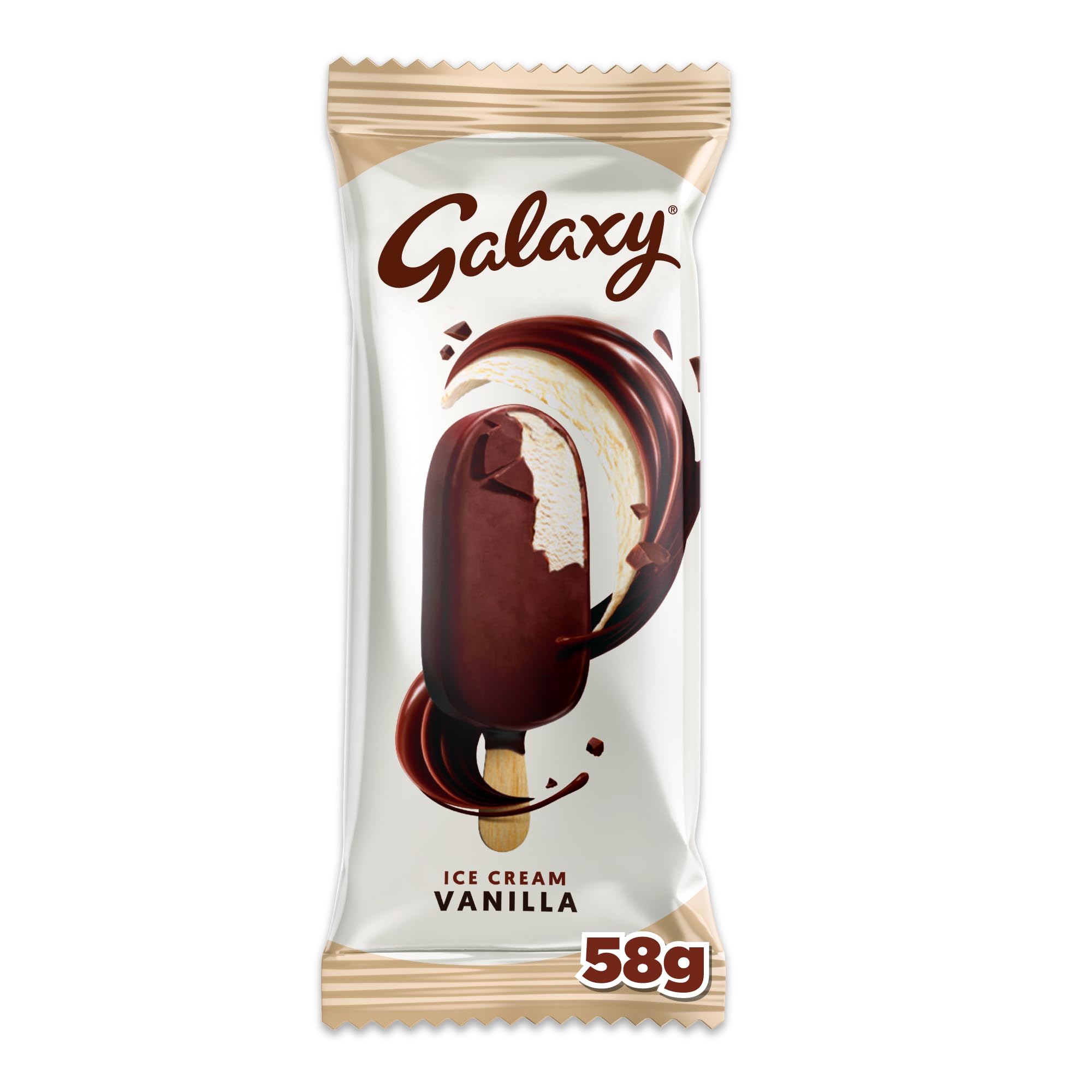 Galaxy Vanilla Ice Cream Stick 58g, Moments of Chocolate Pleasure with a Smooth and Silky Galaxy Ice Cream