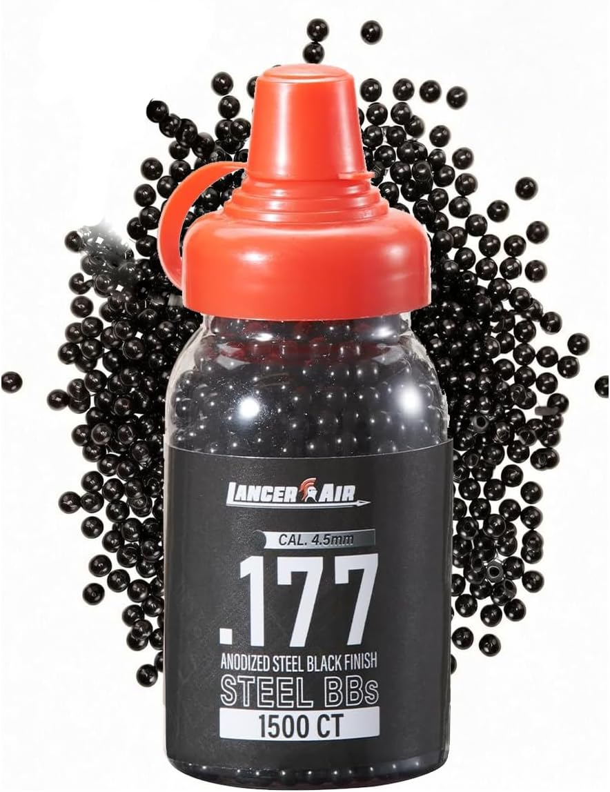 Lancer Tactical 4.5mm / .177 Cal Steel BBS - Anodize Steel Black Finish (1500 Count) - Amazon product rated Grade B