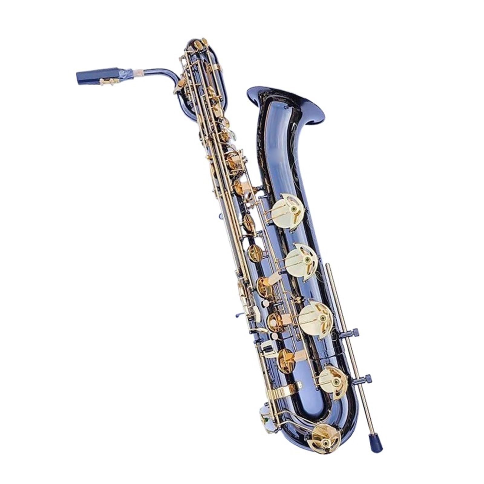Sassofono Baritono Professionale In Tubo Di Ottone Con Superficie Unica Placcata In Nichel Nero, Strumento Sax Con Custodia