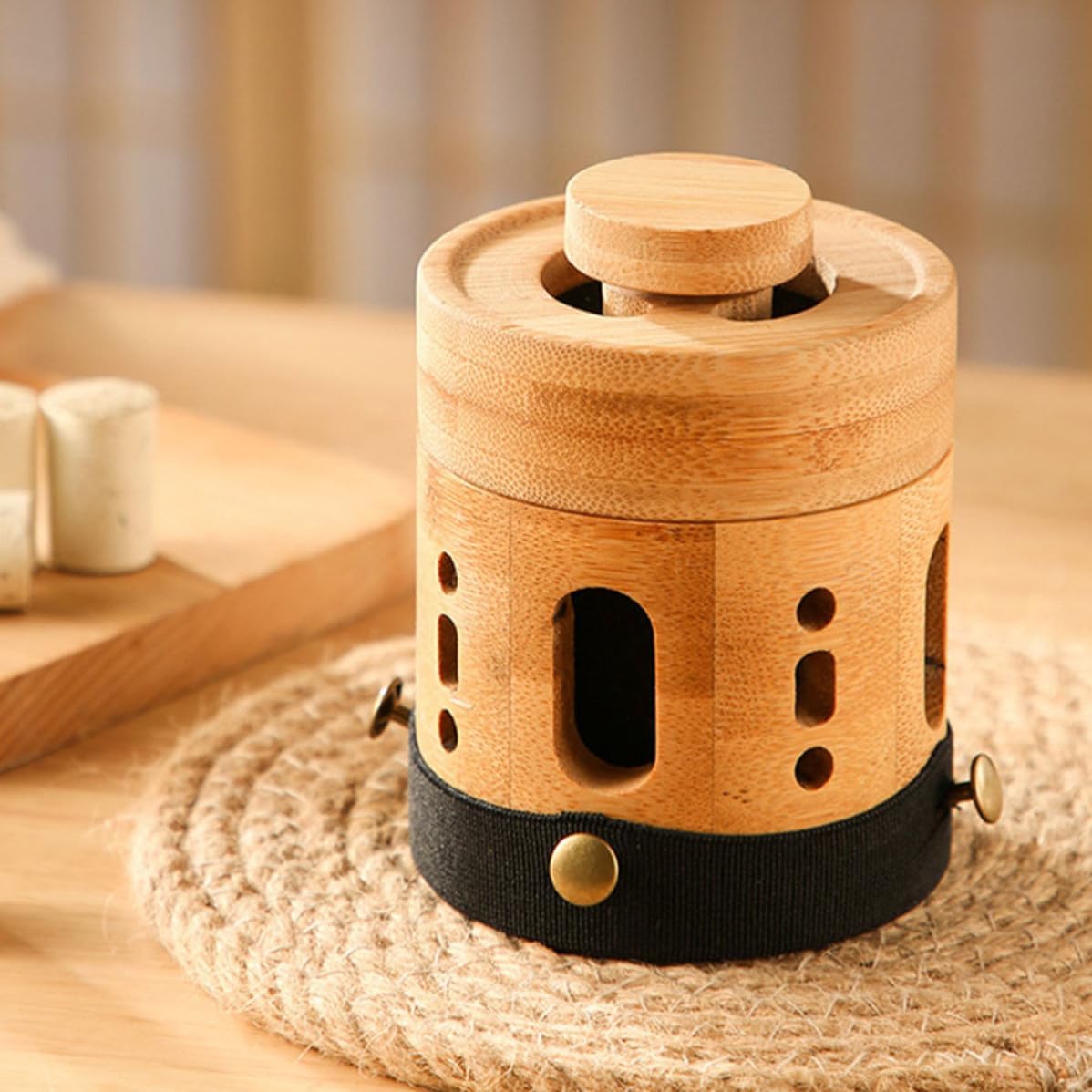 Bamboo Moxa Box Holder for Waist and Abdomen, Smoke Free