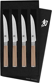Shun Classic Blonde 4-Piece Steak Knife Set - 4.75" Japanese VG-MAX Blades, 68-Layer Damascus, Pakkawood Handles