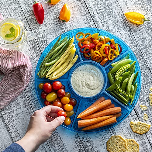 Plasticpro 6 Sectional Round Plastic Serving Tray/Platter (8, Blue) #TOP2