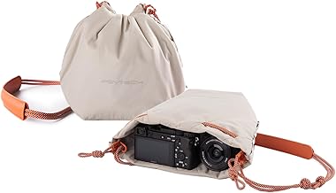 PGYTECH OneGo Kameratasche Beutel mit Kordelzug, Strassenfotografie Stylische Weiche Handetasche Schultertaschen Kompatibel mit Spiegellose Kamera Nikon/Canon/Sony/Fuji/GoPro/Action Kameras, Weiß