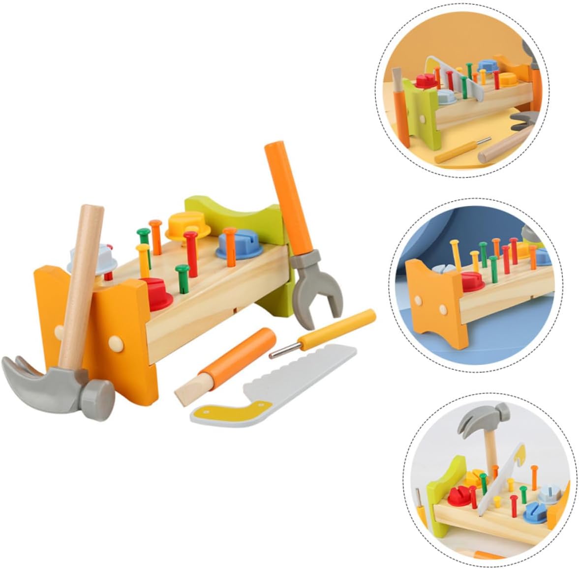 Wooden Pounding Peg Workbench with Hammer Educational for Boys and Developmental Hammer Bench for Fine Motor Skills and Early Learning Fun