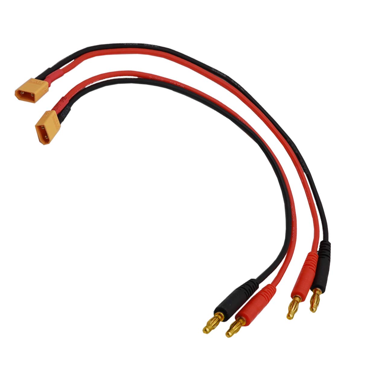 YIXISI – 2 Câbles XT30 Vers Prise Banane 4mm – Longueur 30 Cm – Fil Silicone 14AWG – Pour Chargeur RC Et Batteries Lipo