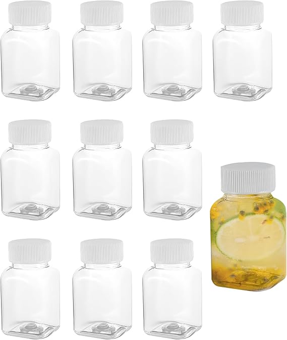 ZPLASK 10Pcs 50ml Ginger Shot Bottles, Clear Square Small Bottles for ...