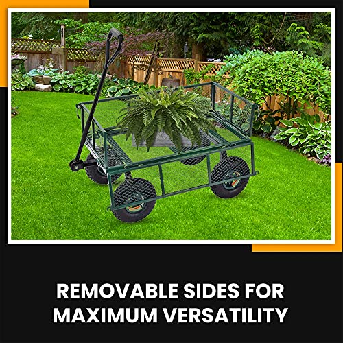 Juggernaut Carts - Gw3418-Gr Steel Utility Garden Wagon, 400 Lb. Load Capacity, 21-3/4" Height X 34" Length X 18" Width #TOP7