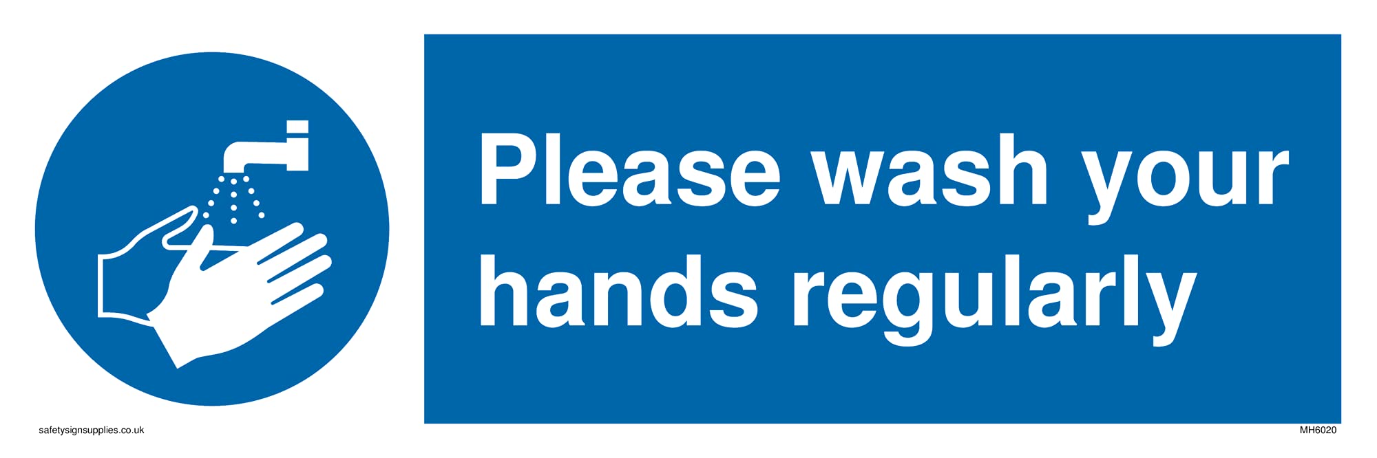 Pack of five - Please wash your hands regularly with mandatory wash hands symbol Sign - 300x100mm - L31
