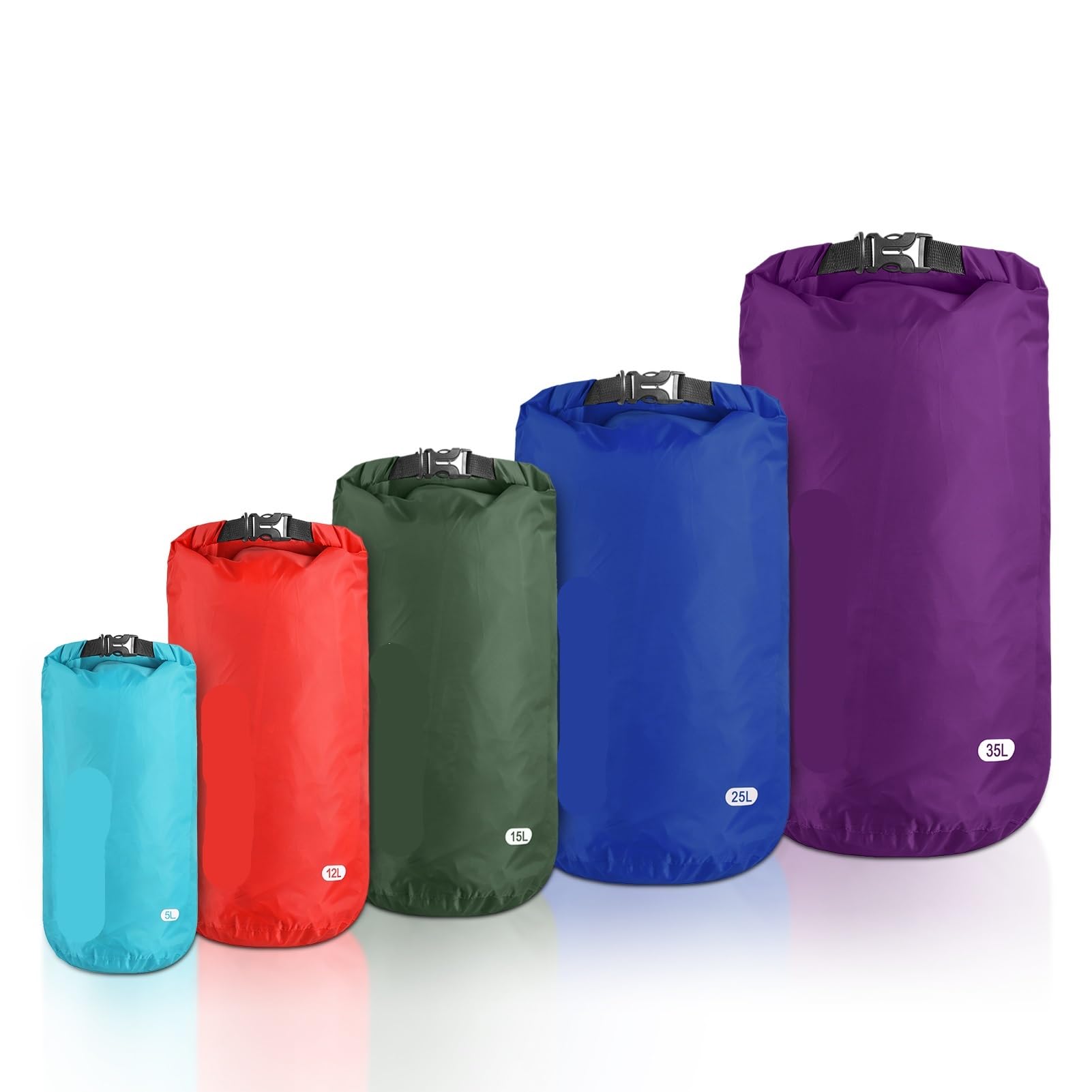 Trockensäcke Für Boote Wasserdichter Trockensack- 5er-Pack wasserdichte Trockentaschen, Säcke, leichte Aufbewahrungs-Trockentaschen for Outdoor-Camping, Bootfahren, Wandern, Rafting
